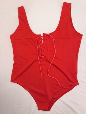 Women Red Lace-Up One-Piece Swimsuit NWOT size XL